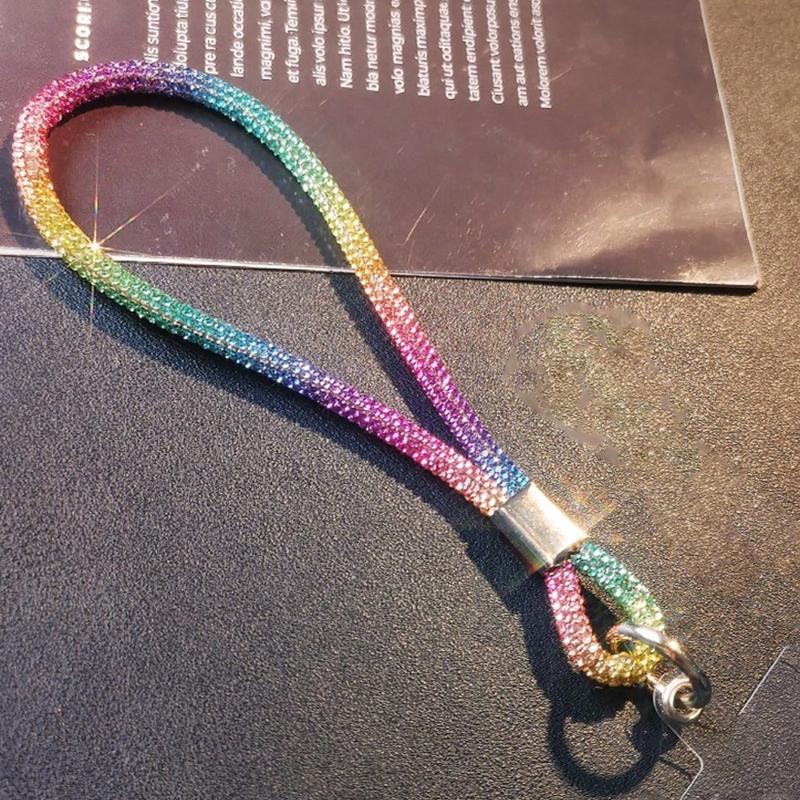 Luxury Glitter Flashy Rhinestone Cell Phone Charm Lanyard For iPhone Samsung Diamond Crystal Phone Wrist Straps Keychain Hanging 1