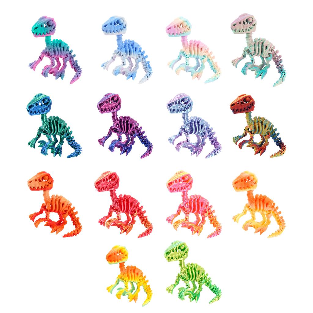 3D Printed Articulated Raptor Skeleton Figurine Dinosaur Bones Poseable ModelToy For Home Office Decors and Collector