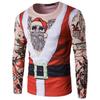 Men's Round Neck Slim Fit Long Sleeve Top Christmas Print T-shirt
