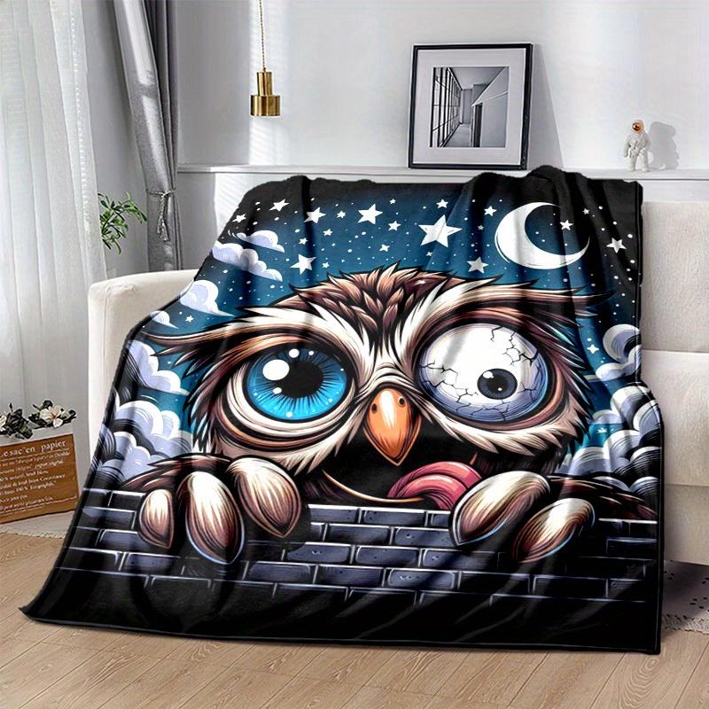 1pc. Cute Owl Night Sky Design Blanket - Perfect for Home Decor, Office Use, Outdoor Activities, Gift Idea, Suitable for All Seasonsz041769