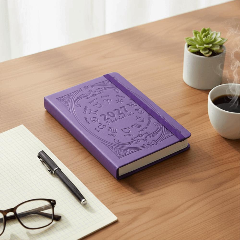 PU Leather Schedule Planner Notepad English Office Work Planner  Stationery