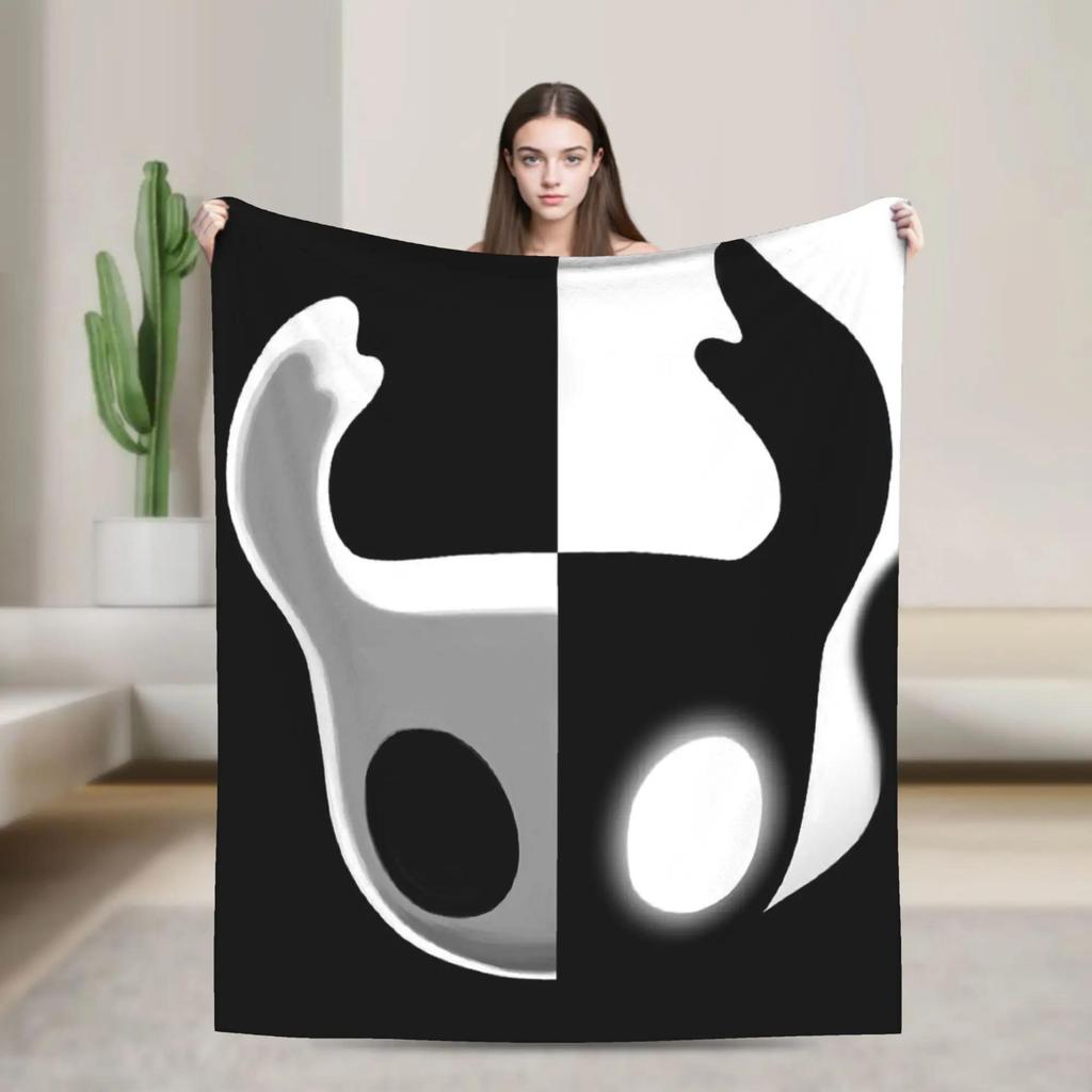 Warm Flannel Throw Blanket for Kids Airplane Hollow Knight Void Masked Wanderer Design Perfect for Travel Bed Couch