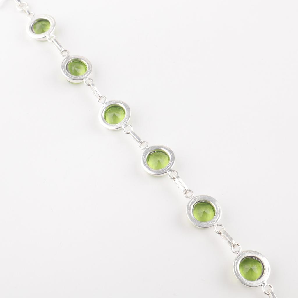 Natural Peridot Gemstone 925 Sterling Silver Jewelry Handmade Bracelet For Wife RB-13-8