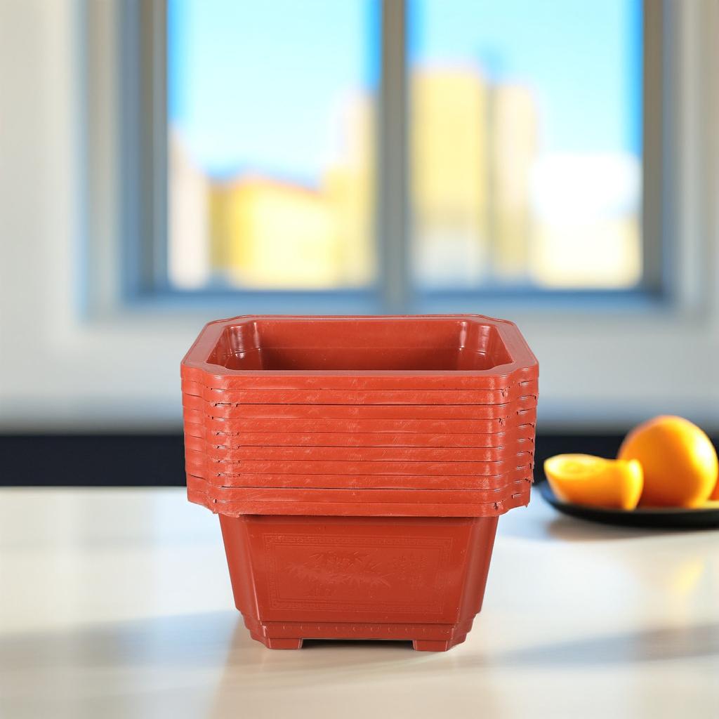10Pcs Thickened Plastic Bonsai Flowerpot Rectangular Indoor Outdoor Gardening Container for Succulents Ferns Small Plants Home