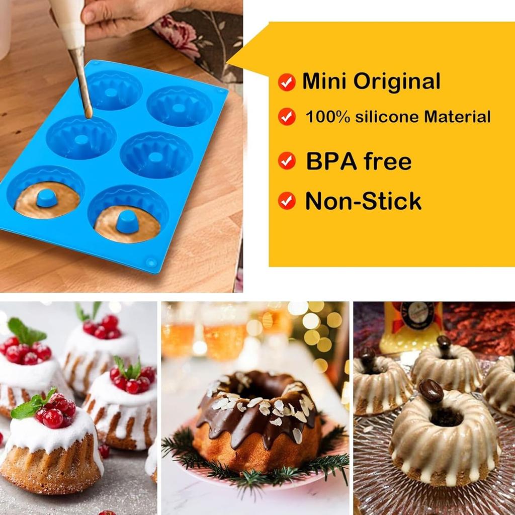Hggzeg Silicone Mold Set 6 Cavities Baking Molds Nonstick Blueberry Chocolate Cake Mold 277x165x35mm Reusable Odorless BPA Free