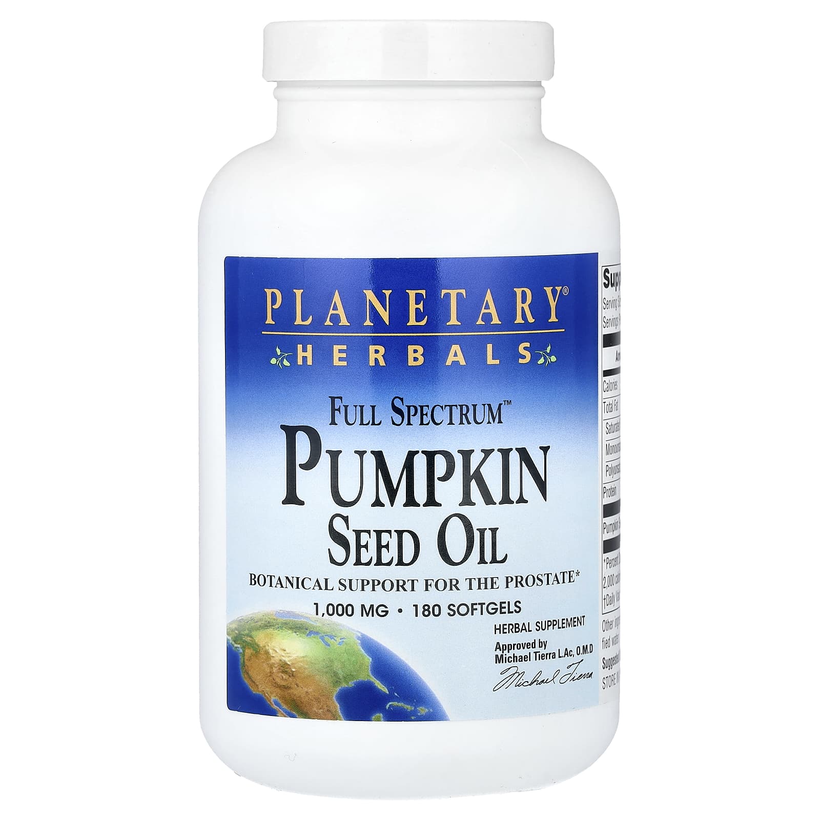 

Planetary Herbals, Full Spectrum™ Pumpkin Seed Oil, 1,000 mg, 180 Softgels