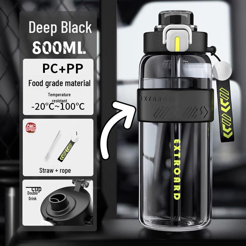 Large Capacity Outdoor Sports Water Bottle with Straw - Durable, High-Temperature Resistant, Suitable for Students and Fitness Enthusiasts