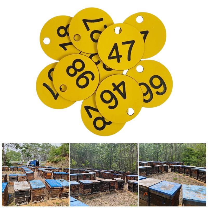 10/20/50/100Pcs Numbered Sign Labels Beehive Tags Garden Box Mark With Hole Plant Markers Bee Hive Mating Box Mark Garden Tools