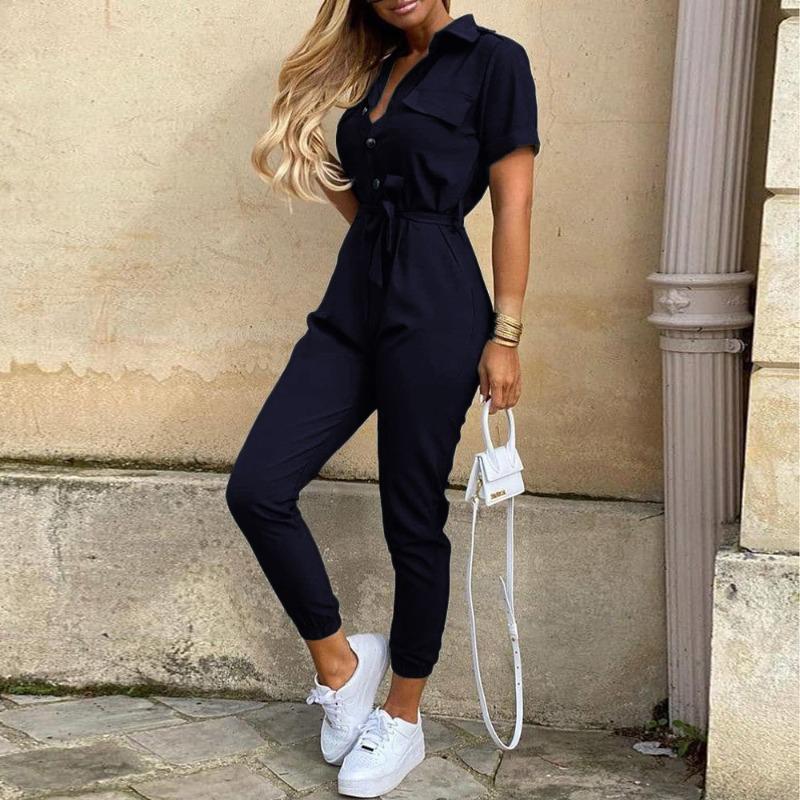 BITCED Women's Fashion Casual Summer Spring Short Sleeve Jumpsuits & Rompers