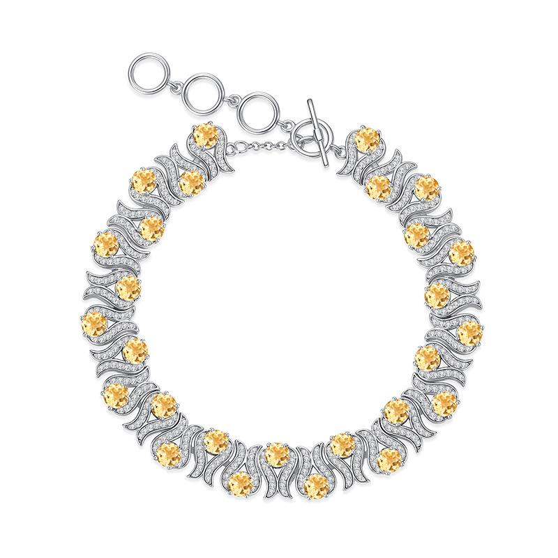 Natural Crystal Stone Jewelry S925 Sterling Silver Bracelet Women's European and American Style Luxury Inlaid with Natural Crystal High-end Design