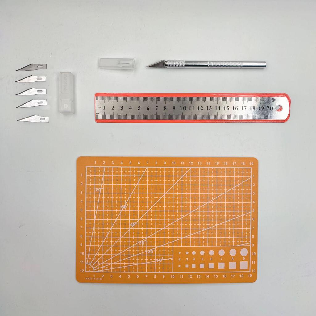 A3/A4/A5 Cutting Board & Stationery Set: Engraving Pen, Ruler, Carving Knife, Mat Board - Multi-piece Handmade Craft Kit