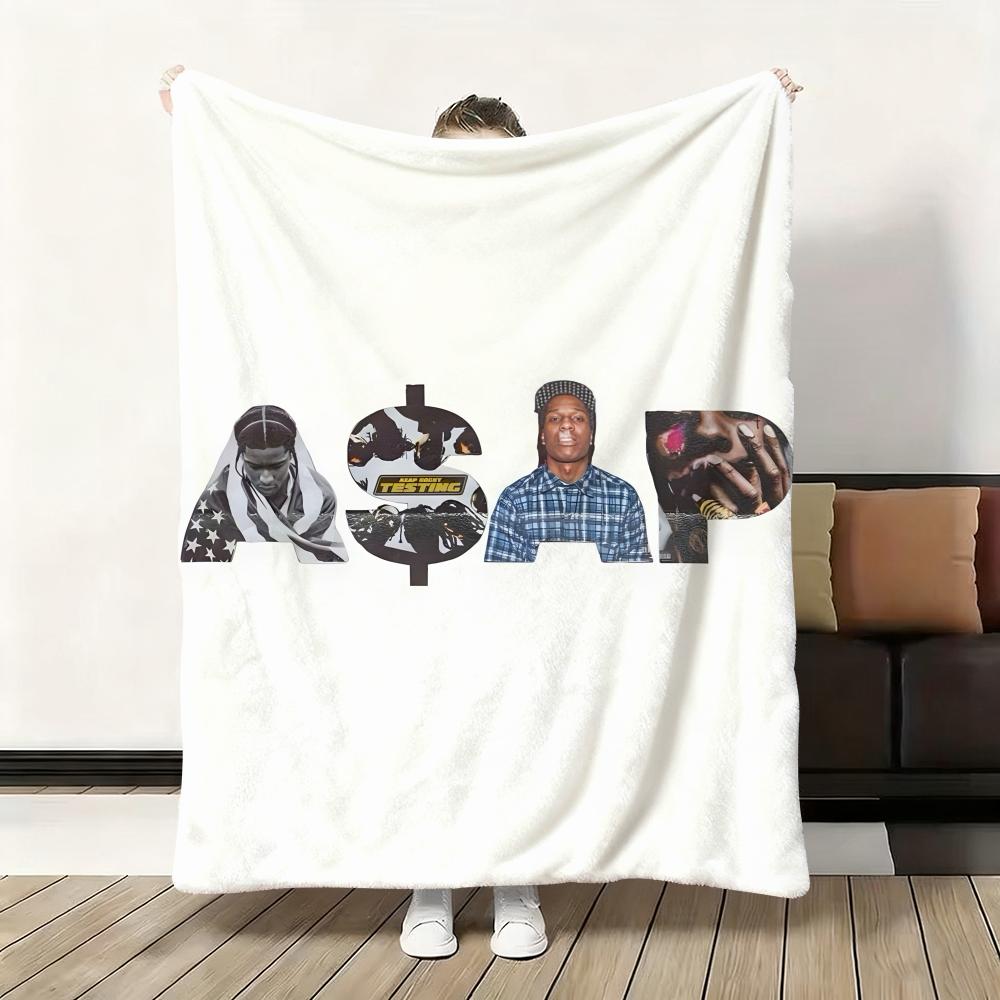 A$Aps R-Rocky A-Asap Throw Flannel Fluffy Soft Blanket Warm Skin-Friendly Throw For Sofa Bed Office Nap Winter