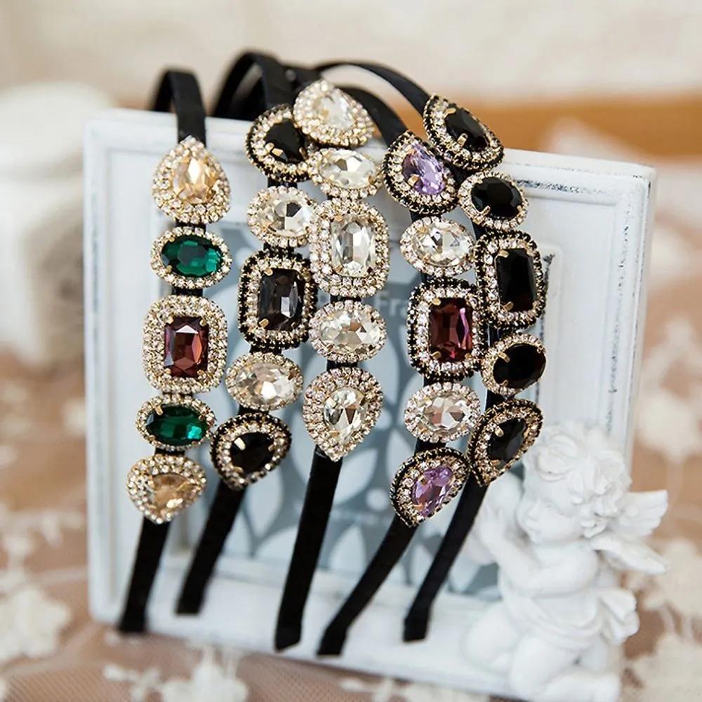 Glamorous colored cubic zirconia gemstone romantic headband A color