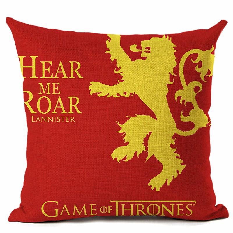 

Подушка из хлопка и льна на тему «Игры престолов» для зимнего декора, дивана, дома, автомобиля House Lannister