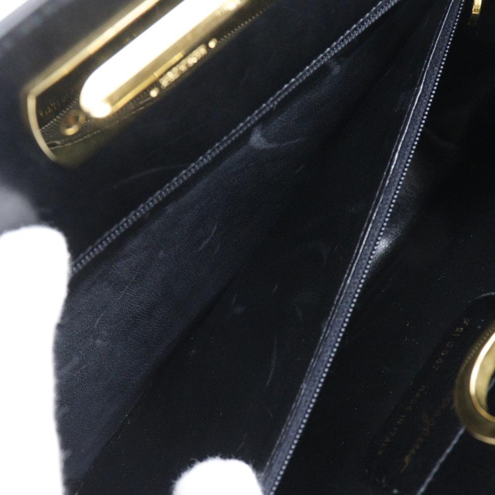Salvatore Ferragamo ChainShoulder Shoulder Bag P21-0587 Gancini 2-way Clutch Black Calfskin Women Used