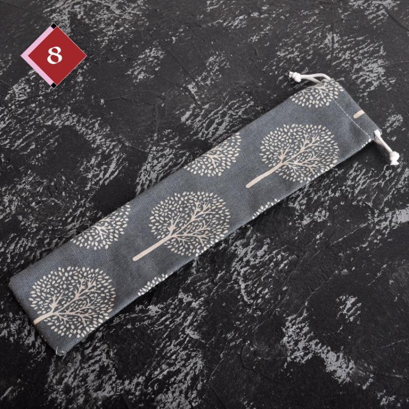 Japanischer Stil DIY Reise-Aufbewahrungstasche Kordelzugtasche Strohgeschirr tragbar Kordelzug Löffel Stäbchen Stofftasche