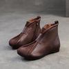 Johnature Genuine Leather Women's Shoes Flat Bottomed Comfortable Retro Short Boots