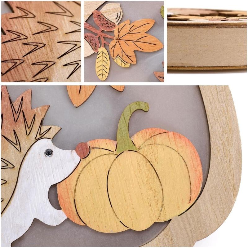 Thanksgiving Wooden Carving Leaf Pumpkin Table Sign Decors Autumn Themed Ornament Safety for Kids and Pet