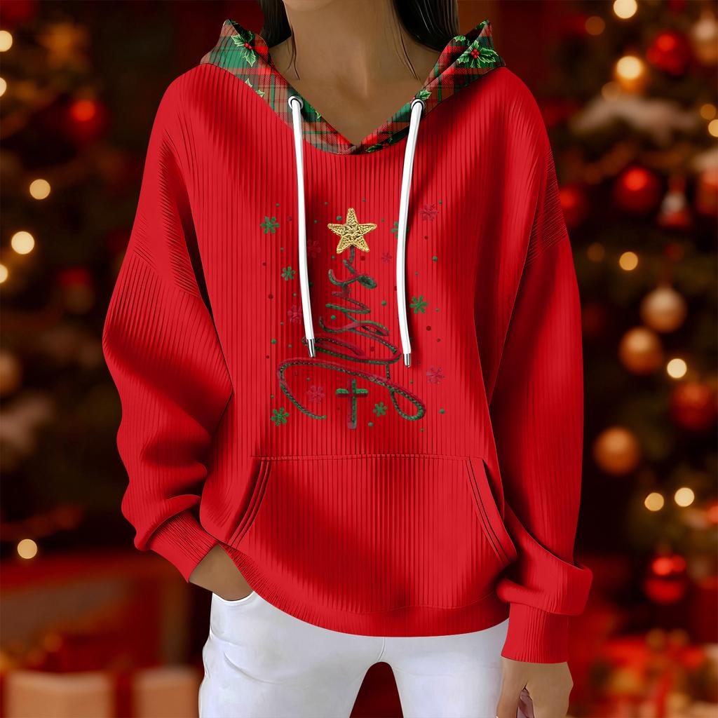 Women's Fashion Casual Christmas Print Pullover Long-Sleeve Sweatshirt