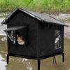 Erhöhte Outdoor-Katzenhaus, Tragbares Oxford-Stoffzelt, Winterkatzen, Garten, Scheune, Gemeinschaft