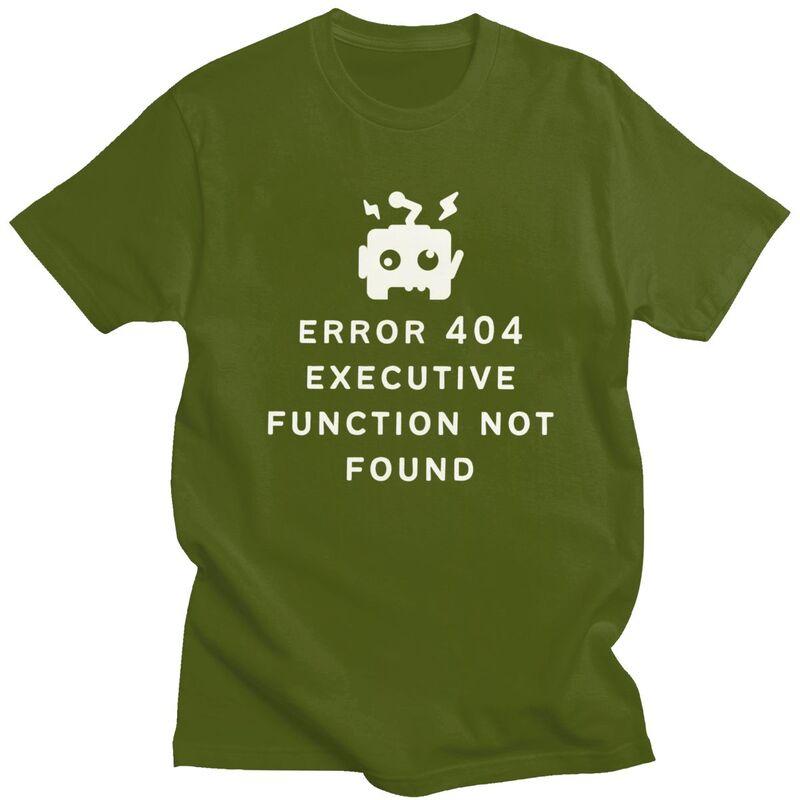 ADHD Error 404 Executive Function Not Found T Shirt Men Short Sleeve Tshirts Graphic Tee Tops Cotton Loose Oversized Clothes