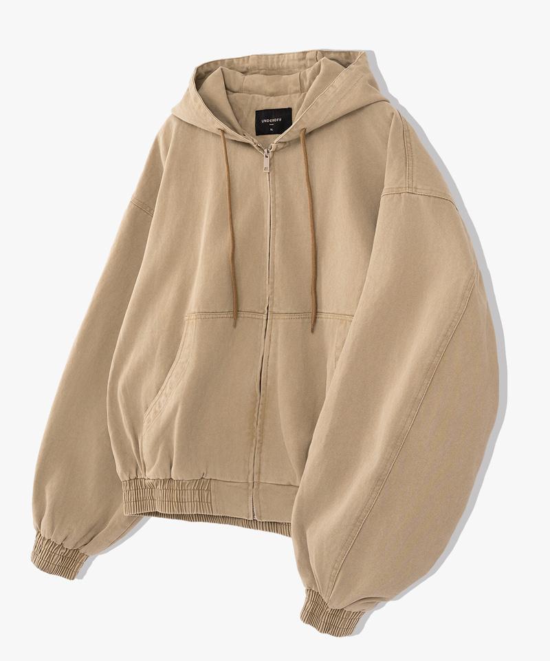 Underoff Crop Hooded Zip-Up Work Jacket Brown