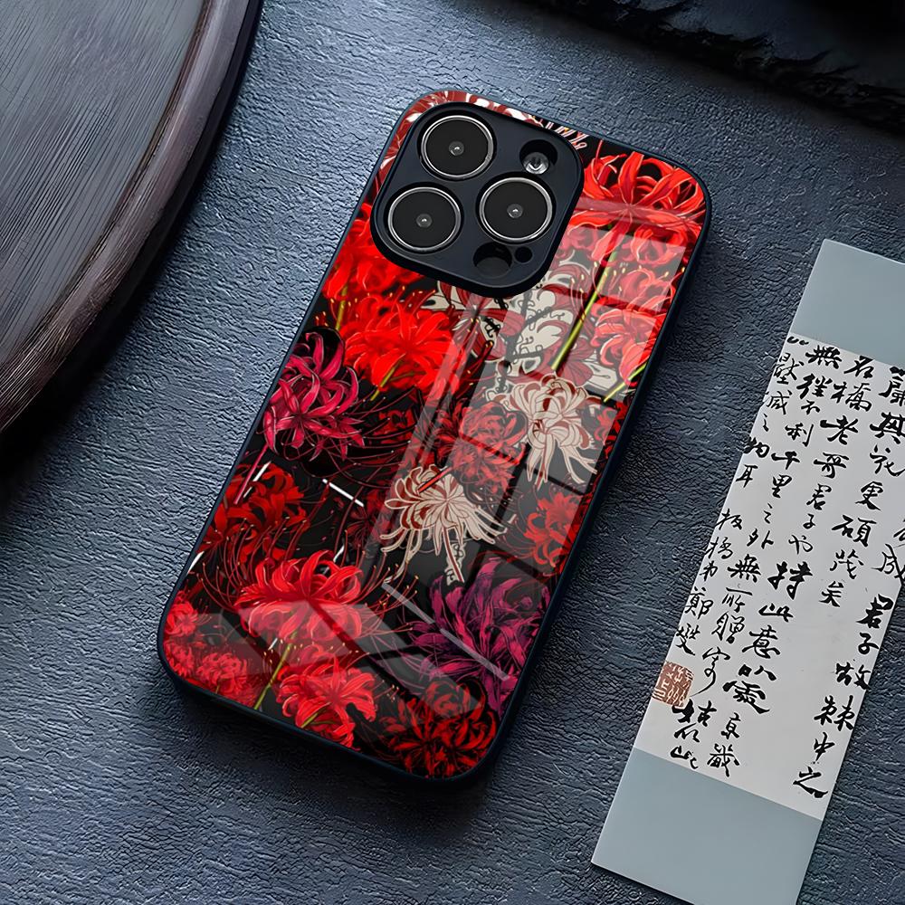 Red Spider Lily Flower Of Hell Phone Case For IPhone 16 Pro Max 17 14 15 Plus 13 Mini 11 12 X XR XS 8 7 Plus SE Glass Cover