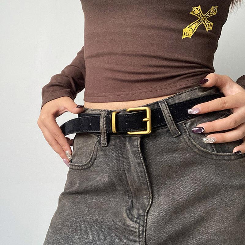 

Винтажные замшевые ремни женские золотая сплавная поясная пряжка аксессуары для платья элегантные джинсовые декоративные