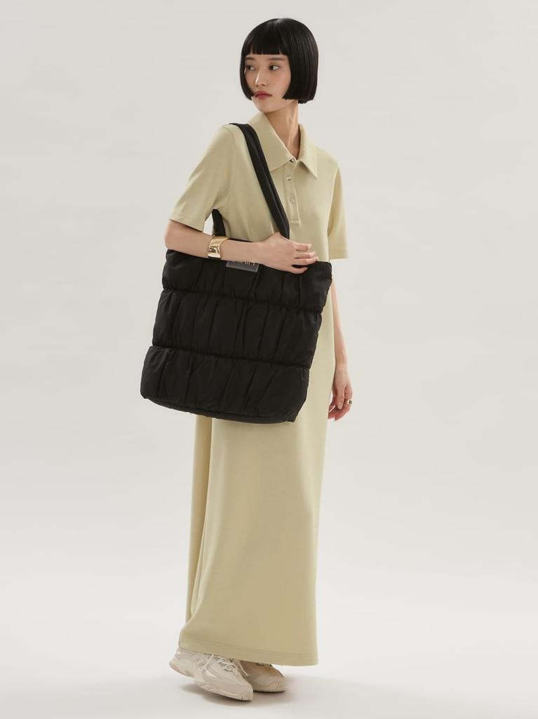 eco Logo Padded Tote Bag 13WGB262323 BLK F [Emi] Women's
