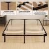 Bed Frame 160 x 190 cm, Double Bed in Solid Wood with Slatted Base and Foot, Storage Underneath, Black
