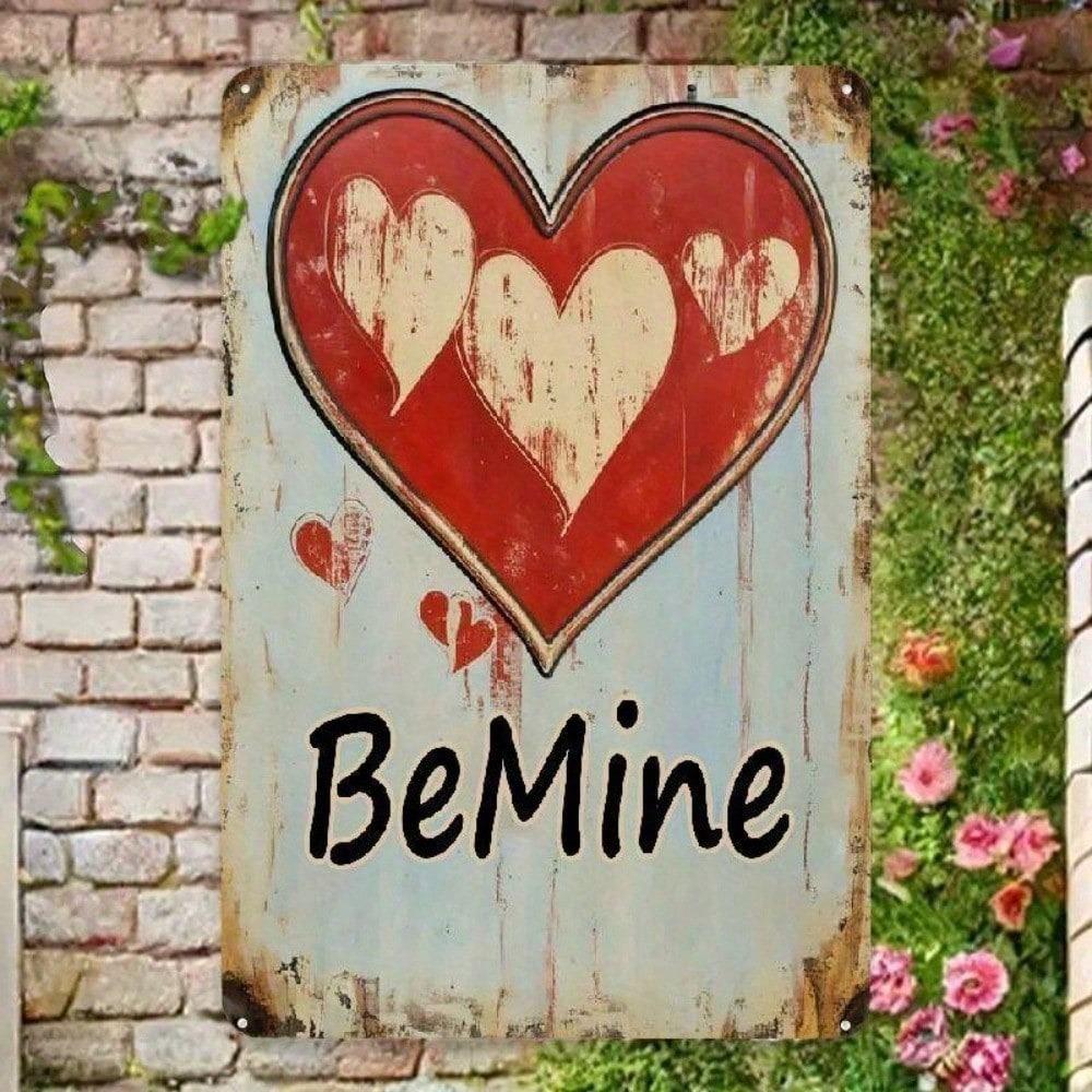 1pc Red Heart Metal Wall Sign Valentine's Day Romantic Iron Plaque Home Decor 8x12in