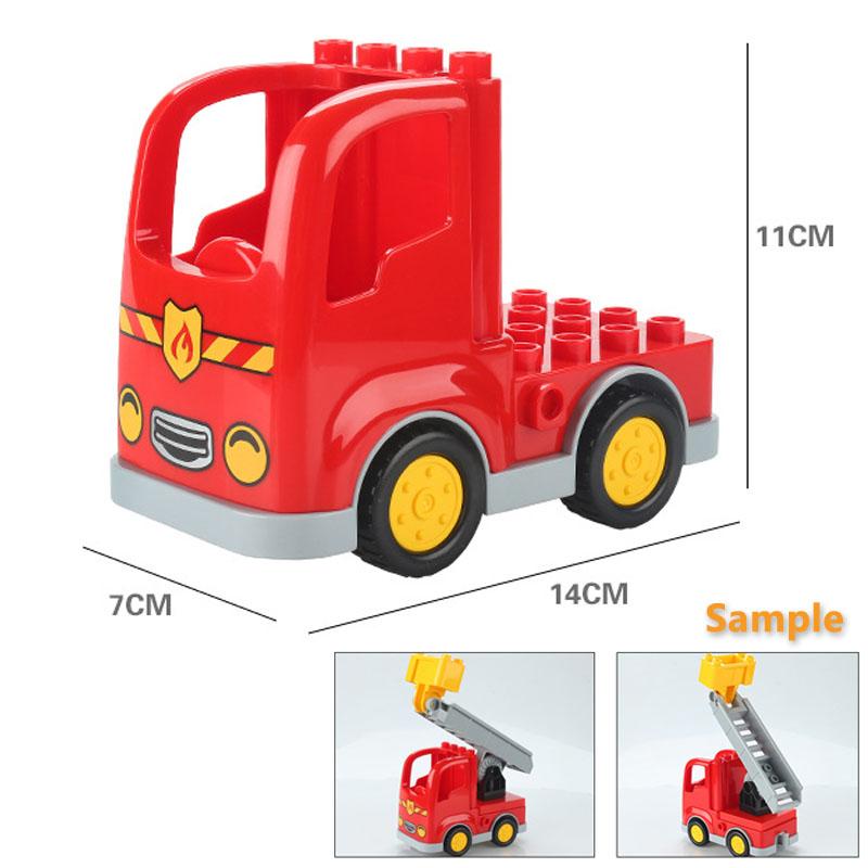 Trailer Car Motorcycle Boat Big Building Blocks Collocation Vehicle Accessory Kid DIY Toys Compatible With Duploed Set Gift