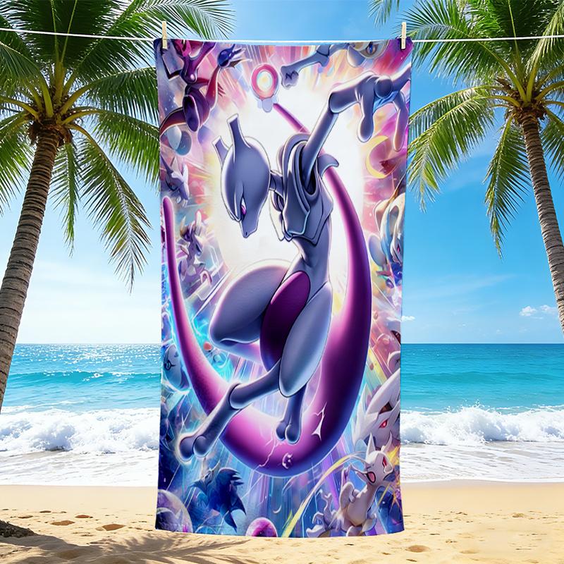 1Pc Pokemon Cosmic Dance Beach Towel, Quick Dry, Multi-Use for Beach Pool Gym Yoga Home Travel, Christmas, Halloween, Xmas Gift M928498