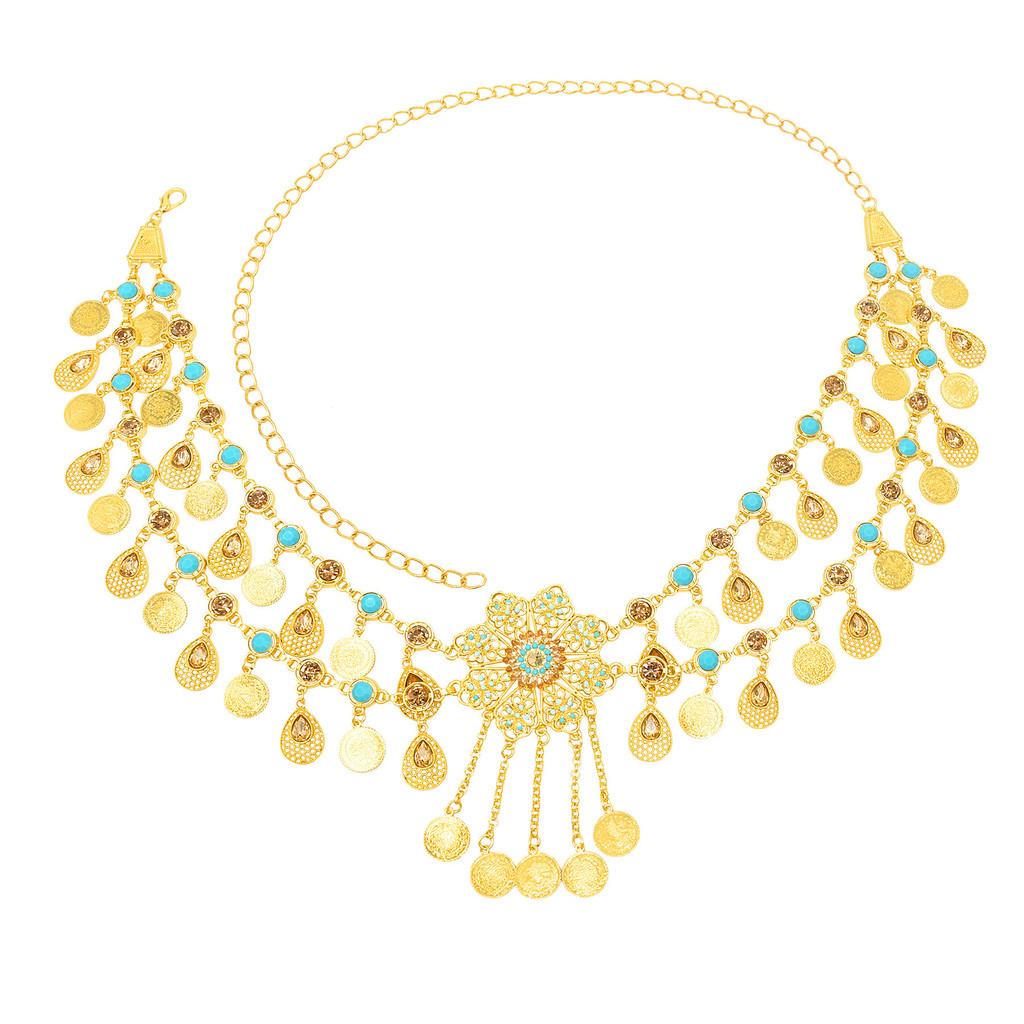 

Metal Waist Chain For Women With Hollow Geometric Style And Coin Pendant For Summer Dresses Style 4