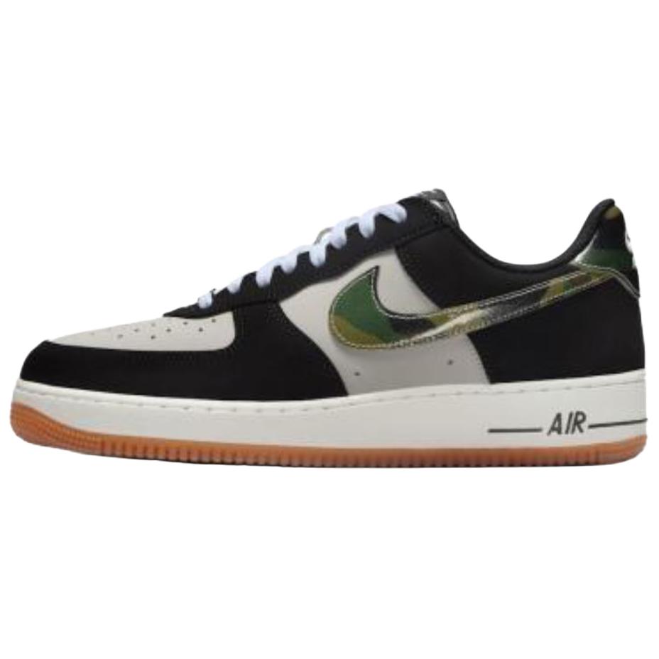 Nike Air Force 1 Low Černé lakované maskáčové Swoosh Unisex tenisky Bílá Guma-Středně-Hnědá Summit-White HQ1967-100