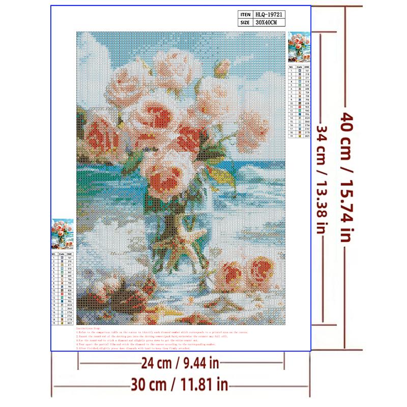 5d DIY Diamond Painting Cross Stitch Rose Vase Diamond Embroidery Mosaic Starfish Shell Full Round Drill Home Decor