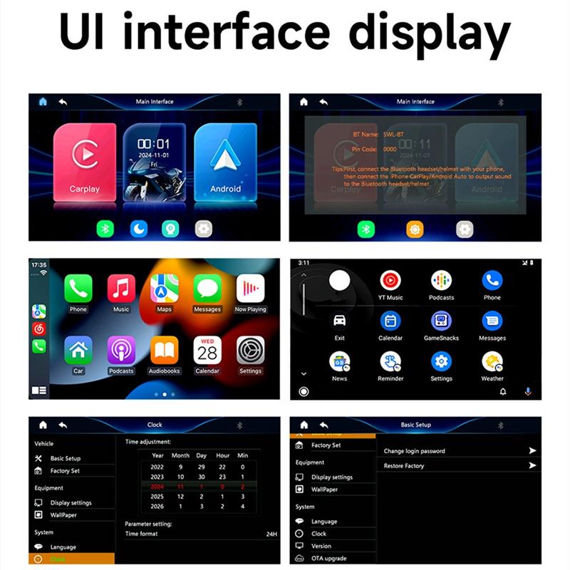 Portable Wireless Motorcycle Carplay Screen 5 Touchscreen Multimedia Player Motorcycle Navigation System