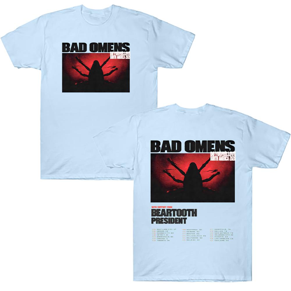 Do You Feel Love Tour 2026 T-shirty Koszulki zespołu Bad Omens Męskie Damskie Moda Hip Hop Streetwear Krótki Rękaw Ubrania Bawełniana Koszulka