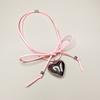 Heart Pendant Collar Necklace Neck Tie Clavicle Chain Necklace Long Rope Bow-Tie Choker Necklace Fashion Jewelry