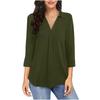 Women's Loose V-neck Three-quarter Sleeve Solid Color Summer Chiffon Shirt