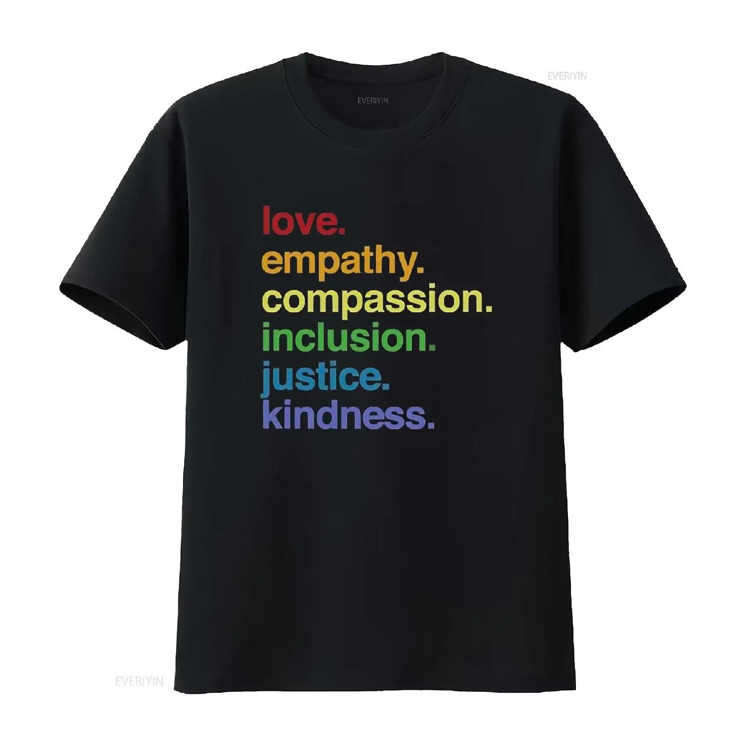 

Kindness is Love Empathy Compassion Inclusion Justice T Shirt Rainbow Pride LGBTQ vintage Washed Top For Everyday Wear graphic XXXXXL