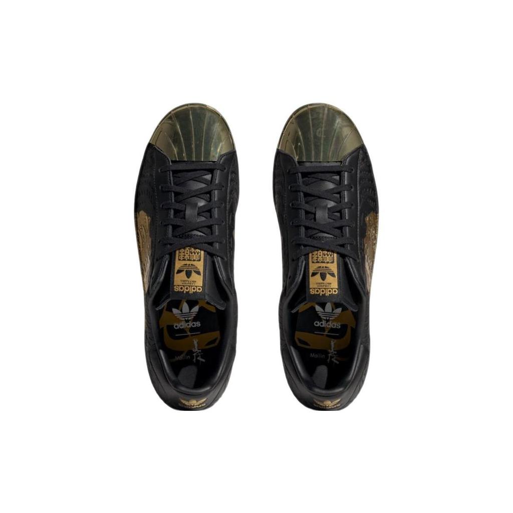 Adidas Originals Han Meilin X  Superstar 80s Yin Hu Leather Low-Top Sneakers Unisex Sneakers Black Gold ID4379
