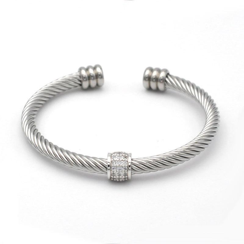 

European and American Twisted Wire Gold Opening Bracelet, Brick Bracelet, Cable Wire Rope Bracelet 2026 18CM