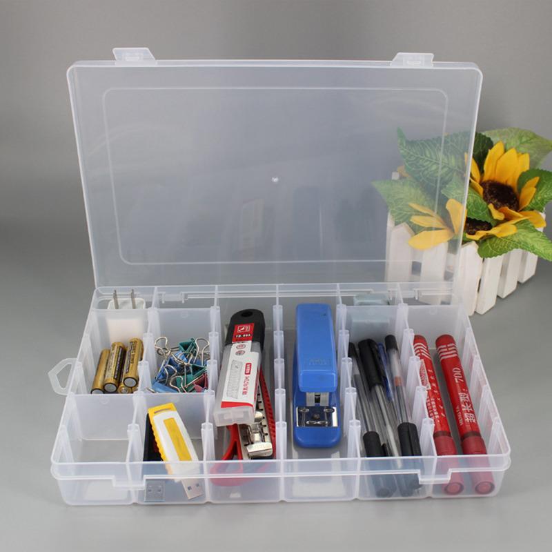 24 Slots Plastic Storage Jewelry Box Compartment Adjustable Container For Bead Earring Box For Jewelry Rectangle Box 13.5x19.5cm