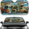 Funny Robot Driving Sun Visor Car Windshield Sun Shade UV Protection Heat Insulation Cover Universal  Sun Protector