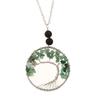 Natural Stone Agate Tree of Life Necklace with Crystal Volcanic Rock