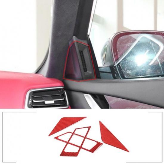 Red Carbon Fiber Inner A-pillar Horn Trim Cover For Maserati Ghibil 2014-