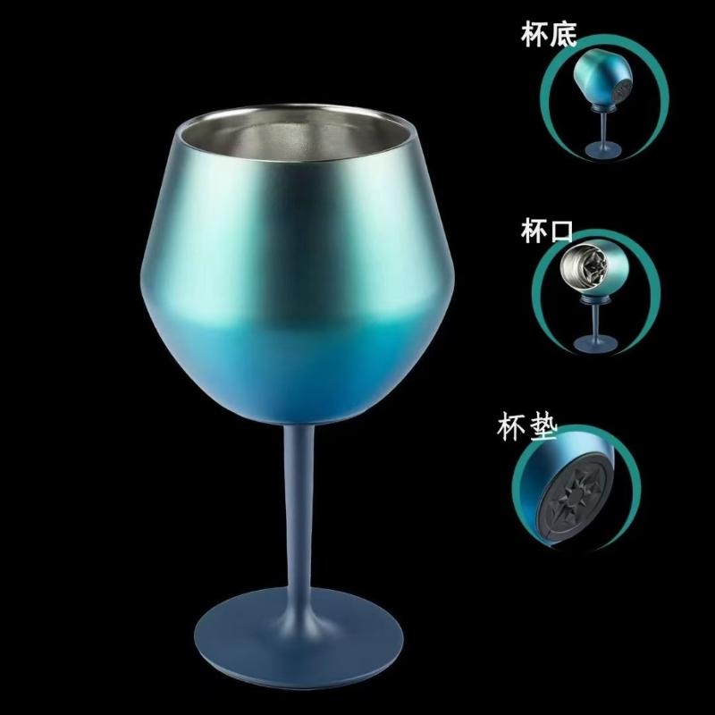 14oz Nerezové Vínové Sklo Odnímateľná Silikónová Základňa Dvojstenný Izolovaný Pohár Pre Teplé & Studené Nápoje V Tvare Vajca Stopkový Pohár