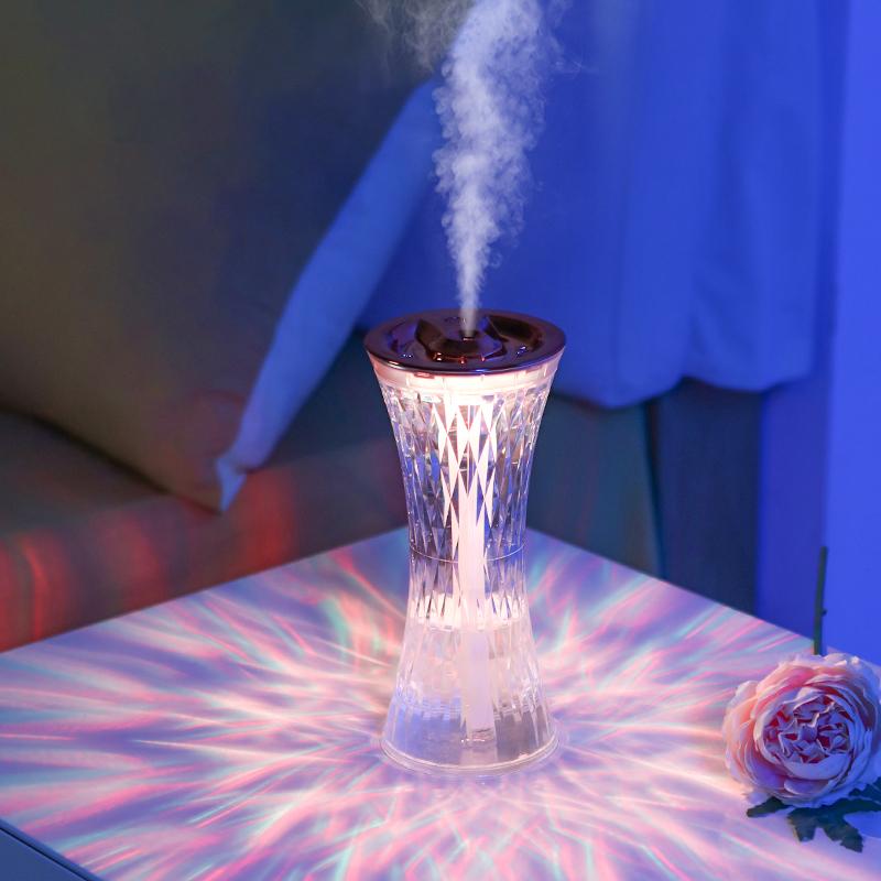 Heißverkauf 270ml Mini Kristall LED Schreibtisch Aroma Diffusor Bunte Nachtlicht Kühle Nebel USB Kleine Taille Luftbefeuchter