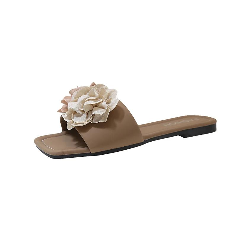 Fashion Ladies Shoes 2025 High Quality Peep Toe Women's Slippers Fashion Floral Daily Slippers Women Summer Plus Size Solid Flat Sandals